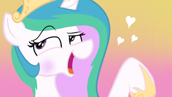 Size: 2048x1152 | Tagged: safe, artist:sillyfillysketches, princess celestia, alicorn, pony, g4, female, gradient background, heart, mare, open mouth, solo