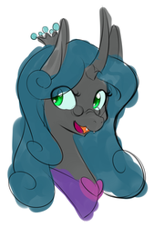 Size: 1280x1898 | Tagged: safe, artist:jovalic, queen chrysalis, changeling, changeling queen, g4, female, glasses, mirror universe, parallel universe, portrait, reversalis, sketch, solo