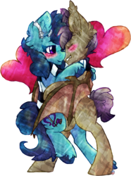 Size: 2767x3710 | Tagged: safe, artist:php166, oc, oc only, oc:freckles, bat pony, earth pony, pony, blushing, clothes, cutie mark, female, hearing aid, high res, male, mare, oc x oc, scarf, shipping, stallion, straight