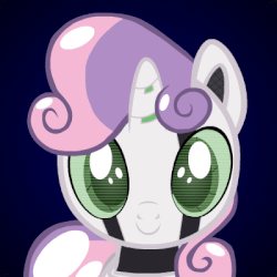 Size: 400x400 | Tagged: safe, artist:soft-bite, sweetie belle, pony, robot, robot pony, unicorn, g4, animated, c:, cute, diasweetes, female, filly, gradient background, looking at you, smiling, solo, sweetie bot