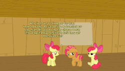 Size: 1600x901 | Tagged: safe, apple bloom, babs seed, earth pony, pony, ask fapplebloom, ask the perverted cmc, g4, animated, blushing, female, filly, foal