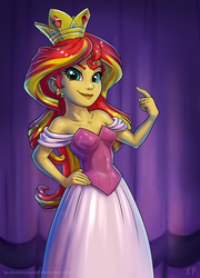 Size: 1440x2000 | Tagged: safe, artist:kp-shadowsquirrel, sunset shimmer, equestria girls, g4, my little pony equestria girls, clothes, crown, dress, earring, fall formal, fall formal outfits, female, lipstick, piercing, solo, sunset shimmer's prom queen photos