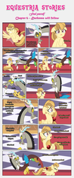 Size: 1919x4549 | Tagged: safe, artist:estories, discord, oc, oc:alice goldenfeather, draconequus, pegasus, pony, comic:find yourself, g4, comic, crying, panic