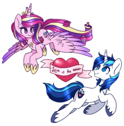 Size: 877x890 | Tagged: safe, artist:hawthornss, princess cadance, shining armor, g4, heart