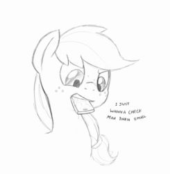 Size: 1011x1033 | Tagged: safe, artist:trickydick, applejack, pony, g4, email, female, horse problems, iphone, ipone, monochrome, phone, silly, silly pony, sketch, smartphone, solo, who's a silly pony