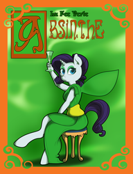 Size: 6000x7800 | Tagged: safe, artist:pinksaphires, rarity, anthro, unguligrade anthro, g4, absinthe, absurd resolution, alcohol, female, french, solo