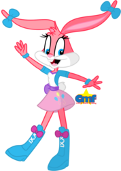 Size: 600x845 | Tagged: safe, artist:tiny-toons-fan, pinkie pie, rabbit, anthro, equestria girls, g4, accessory swap, babs bunny, clothes, clothes swap, cosplay, costume, crossover, downvote bait, female, simple background, solo, tiny toon adventures, transparent background