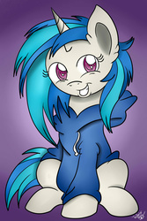 Size: 1024x1536 | Tagged: safe, artist:theartistsora, dj pon-3, vinyl scratch, pony, unicorn, g4, clothes, female, hoodie, mare, solo