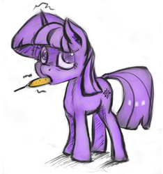 Size: 686x732 | Tagged: safe, artist:post-it, twilight sparkle, g4, colored sketch, corndog, female, sketch, solo