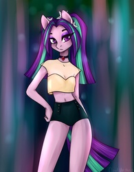 Size: 1280x1642 | Tagged: safe, artist:cloud-up, aria blaze, anthro, g4, female, midriff, solo