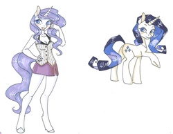 Size: 1280x992 | Tagged: safe, artist:cloud-up, rarity, anthro, g4, traditional art
