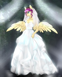 Size: 1280x1600 | Tagged: safe, artist:cloud-up, oc, oc only, oc:ketika, anthro, clothes, dress, solo, wedding dress