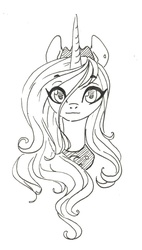 Size: 718x1267 | Tagged: safe, artist:cloud-up, princess luna, g4, female, monochrome, solo