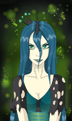 Size: 1024x1719 | Tagged: dead source, safe, artist:vitadifata, queen chrysalis, human, g4, female, humanized, lipstick, solo