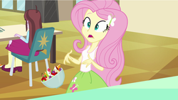 Size: 998x562 | Tagged: safe, screencap, fluttershy, velvet sky, equestria girls, g4, female, salad