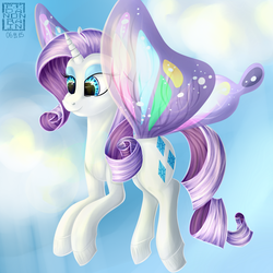 Size: 3000x3000 | Tagged: safe, artist:pfdanonrain99, rarity, pony, unicorn, g4, butterfly wings, female, glimmer wings, gossamer wings, high res, solo, wings