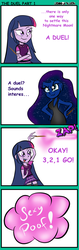 Size: 744x2368 | Tagged: safe, artist:lennonblack, nightmare moon, twilight sparkle, equestria girls, g4, comic, duel, magic wand