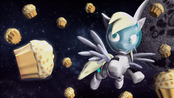 Size: 1920x1080 | Tagged: safe, artist:mentore067, derpy hooves, pegasus, pony, g4, 3d, astronaut, female, mare, mare in the moon, moon, muffin, solo, source filmmaker, space, spacesuit