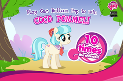Size: 1520x1008 | Tagged: safe, gameloft, coco pommel, earth pony, pony, g4, official, female, mare, my little pony logo, solo