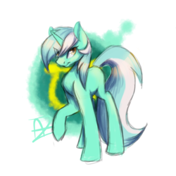Size: 1600x1600 | Tagged: safe, artist:myralilth, lyra heartstrings, pony, unicorn, g4, cutie mark background, female, missing cutie mark, raised hoof, simple background, smiling, solo, transparent background