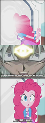 Size: 640x1716 | Tagged: safe, pinkie pie, equestria girls, g4, my little pony equestria girls: rainbow rocks, crossover, exploitable meme, kill your family show, pinkie sticks her face into the portal meme, portal, third eye, this will end in matricide, this will end in murder, this will end in patricide, this will end in sororicide, this will end in tears and/or death, yami marik, yu-gi-oh!, yugioh abridged