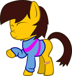 Size: 468x491 | Tagged: safe, artist:derjuin, pony, androgynous, bandaid, crossover, frisk, ponified, simple background, solo, transparent background, undertale