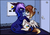 Size: 2152x1525 | Tagged: safe, artist:xn-d, oc, oc only, oc:kariana, oc:loga, dracony, hybrid, :o, bedroom eyes, blushing, eye contact, female, floppy ears, grin, horns, hug, male, open mouth, shipping, sitting, smiling, spread wings, straight, wide eyes