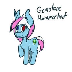 Size: 720x720 | Tagged: safe, artist:devianjwolfe, oc, oc only, oc:gemstone hammerhoof, pony, unicorn, heterochromia, solo