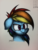 Size: 1403x1863 | Tagged: safe, artist:raindroppony, artist:sheandog, color edit, rainbow dash, g4, female, portrait, scrunchy face, solo, traditional art