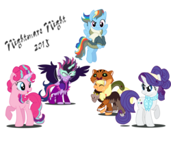 Size: 2603x2147 | Tagged: safe, artist:schnuffitrunks, applejack, chimera sisters, pinkie pie, rainbow dash, rarity, starlight glimmer, suri polomare, twilight sparkle, wind rider, chimera, pony, equestria girls, g4, my little pony equestria girls: friendship games, rarity investigates, clothes, costume, fake horn, female, high res, midnight sparkle, multiple heads, nightmare night, simple background, three heads, transparent background, twilight sparkle (alicorn)