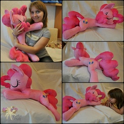 Size: 1027x1027 | Tagged: safe, artist:ketika, pinkie pie, human, g4, irl, irl human, life size, photo, plushie, sleeping