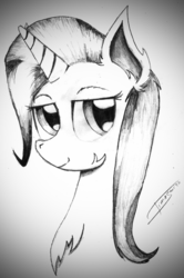 Size: 1233x1853 | Tagged: safe, artist:asktimesmith, trixie, pony, unicorn, g4, bust, female, mare, monochrome, solo, traditional art