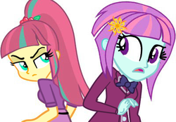 Size: 400x278 | Tagged: safe, artist:hannaspeert123, sour sweet, sunny flare, equestria girls, g4, my little pony equestria girls: friendship games, adoraflare, alternate universe, clothes, crystal prep academy uniform, cute, school uniform, simple background, white background, wrong eye color