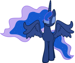 Size: 4114x3481 | Tagged: safe, artist:ekkitathefilly, princess luna, g4, eyes closed, female, missing accessory, simple background, solo, spread wings, transparent background, vector