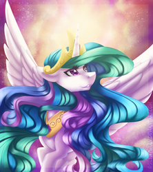 Size: 800x900 | Tagged: safe, artist:silentwulv, princess celestia, g4, female, solo, spread wings