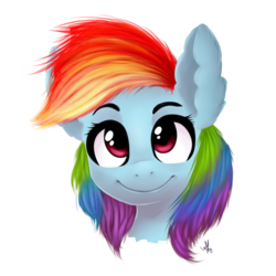 Size: 3000x3000 | Tagged: safe, artist:gumlball, rainbow dash, g4, female, high res, portrait, signature, simple background, smiling, solo, transparent background