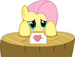 Size: 1922x1444 | Tagged: safe, artist:shutterflyeqd, fluttershy, pony, g4, blushing, bronybait, cute, drawing, female, looking at you, offscreen character, paper, pencil, pov, shyabetes, simple background, solo, transparent background