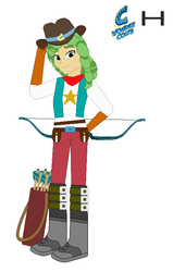 Size: 452x711 | Tagged: safe, artist:karalovely, sandalwood, equestria girls, g4, my little pony equestria girls: friendship games, archery, archery clothes, bow (weapon), wondercolts