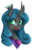 Size: 1246x1948 | Tagged: source needed, safe, artist:jovalic, queen chrysalis, changeling, changeling queen, g4, bust, crown, dark mirror universe, fangs, female, glasses, jewelry, looking at you, mirror universe, necklace, regalia, reversalis, solo