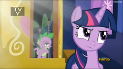 Size: 1899x1079 | Tagged: safe, screencap, spike, twilight sparkle, alicorn, pony, g4, my little pony: friendship is magic, what about discord?, female, mare, twilight sparkle (alicorn), twilight's castle