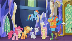 Size: 1920x1080 | Tagged: safe, screencap, applejack, discord, fluttershy, pinkie pie, rainbow dash, rarity, smooze, g4, what about discord?, mane six