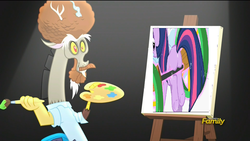 Size: 1280x720 | Tagged: safe, screencap, discord, pony, g4, what about discord?, butt, discord's painting, draconiross, female, implied twicord, mare, meme, plot