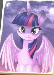 Size: 504x690 | Tagged: safe, screencap, twilight sparkle, alicorn, pony, g4, what about discord?, art, cropped, cute, female, looking at you, mare, painting, sitting, smiling, spread wings, twiabetes, twilight sparkle (alicorn)