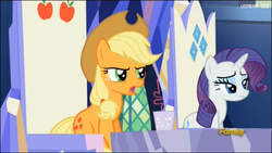 Size: 1366x768 | Tagged: safe, screencap, applejack, rarity, g4, what about discord?, crazy straw