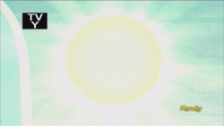 Size: 1366x768 | Tagged: safe, screencap, g4, what about discord?, discovery family logo, strange yellow orb, sun