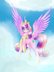 Size: 774x1032 | Tagged: safe, artist:nevera573, princess cadance, g4, cloud, female, flying, solo
