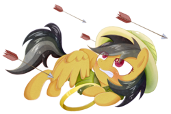 Size: 3000x2000 | Tagged: safe, artist:patchnpaw, daring do, pony, daring don't, g4, arrow, female, gritted teeth, high res, rings of scorchero, scene interpretation, simple background, solo, transparent background, wingding eyes