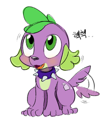 Size: 468x541 | Tagged: safe, artist:maren, spike, dog, equestria girls, g4, cute, male, solo, spikabetes, spike the dog, tail wag