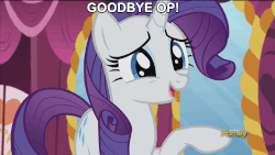Size: 1280x720 | Tagged: safe, screencap, rarity, g4, what about discord?, animated, discovery family logo, female, image macro, meme, solo, underhoof, waving