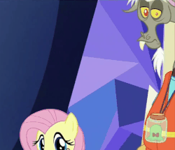 Size: 474x407 | Tagged: safe, screencap, discord, fluttershy, smooze, g4, what about discord?, animated, animation error, crossed arms, error, glitch, what about bob?